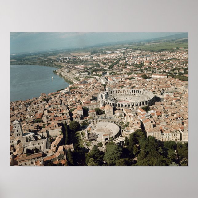 Poster Vue aérienne de la ville avec (Devant)