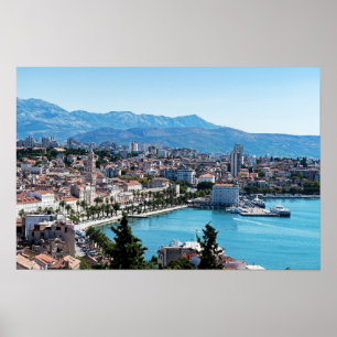 Poster Vue aérienne de la ville divisée en front de mer,