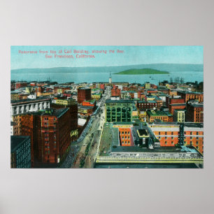 Poster Vue aérienne de la ville du bâtiment d'appel