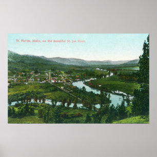 Poster Vue aérienne de la ville sur la rivière St. Joe