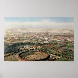 Poster Vue aérienne de Madrid de la plaza de Toros