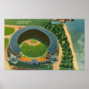 Poster Vue aérienne de StadiumCleveland municipal, OH