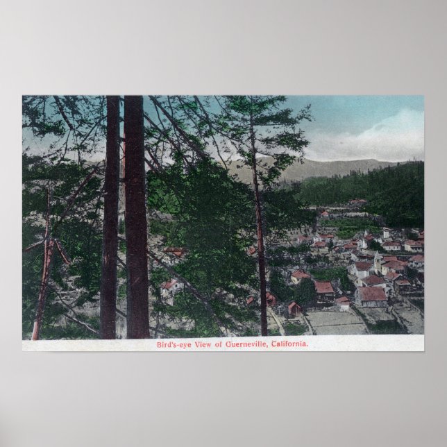 Poster Vue aérienne de TownGuerneville, CA (Devant)