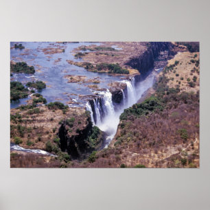 Poster Vue aérienne des chutes Victoria - Zimbabwe, Afriq