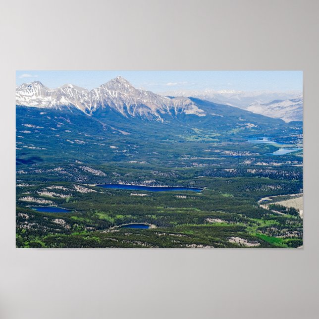 Poster Vue aérienne des lacs Jasper - Canada (Devant)