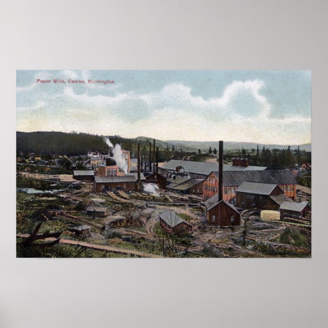 Poster Vue aérienne des moulins à papier (Devant)