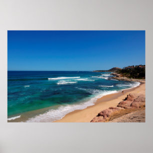 Poster Vue Aérienne Des Touristes Marchant Sur La Plage T