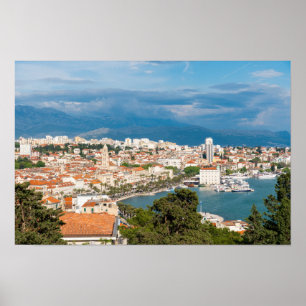 Poster Vue aérienne du front de mer de la ville de Split,