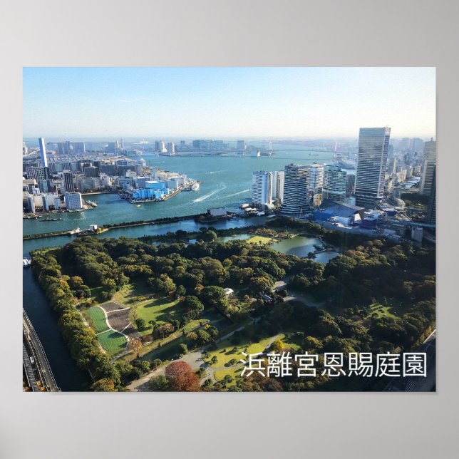 Poster Vue aérienne du jardin japonais (Devant)