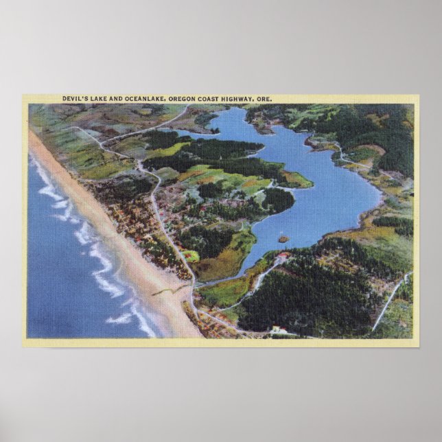 Poster Vue aérienne du lac Devil (Devant)