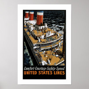 Poster Vue aérienne du Léviathan de la US Line
