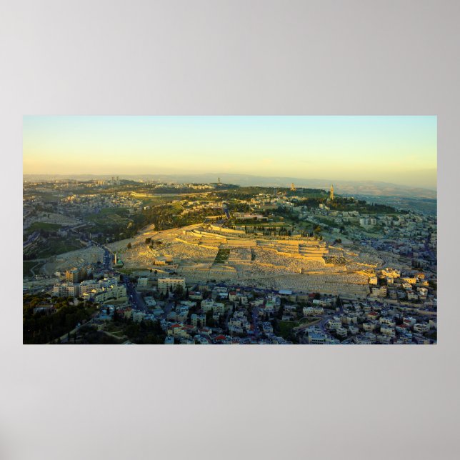 Poster Vue aérienne du Mont des Oliviers Jérésalem Israël (Devant)