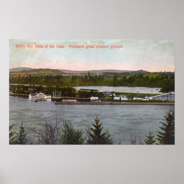 Poster Vue aérienne du parc d'attractions Oaks (Devant)