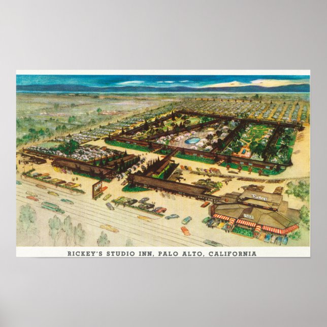 Poster Vue aérienne du Studio Inn de Rickey (Devant)