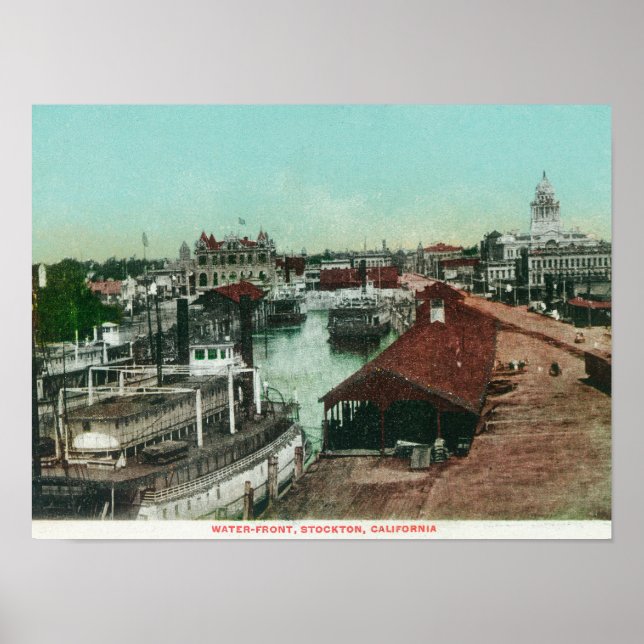 Poster Vue aérienne du WaterfrontStockton, CA (Devant)