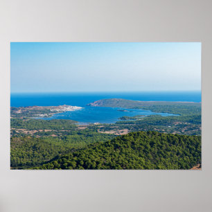 Poster Vue aérienne sur Menorca depuis le sommet de Monte