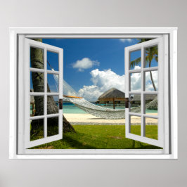 Poster Vue artificielle des Faux de plage tropicale