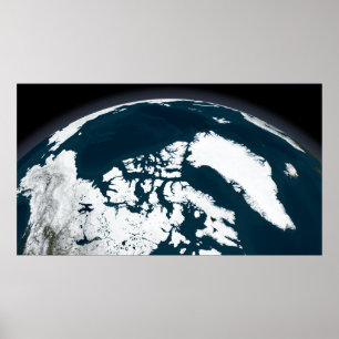 Poster Vue au-dessus du Groenland et de l'océan arctique
