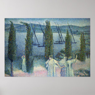 Poster Vue côtière avec des arbres de Cypress, 1896