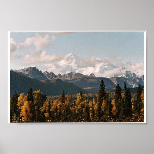 Poster Vue d'automne de Denali, Mt. McKinley (Devant)