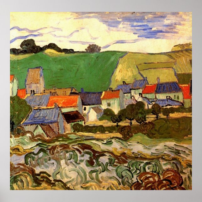 Poster Vue d'Auvers Vincent van Gogh (Devant)
