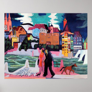Poster Vue de Bâle et du Rhin