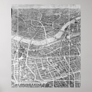 Poster Vue de ballon de Londres, 1851