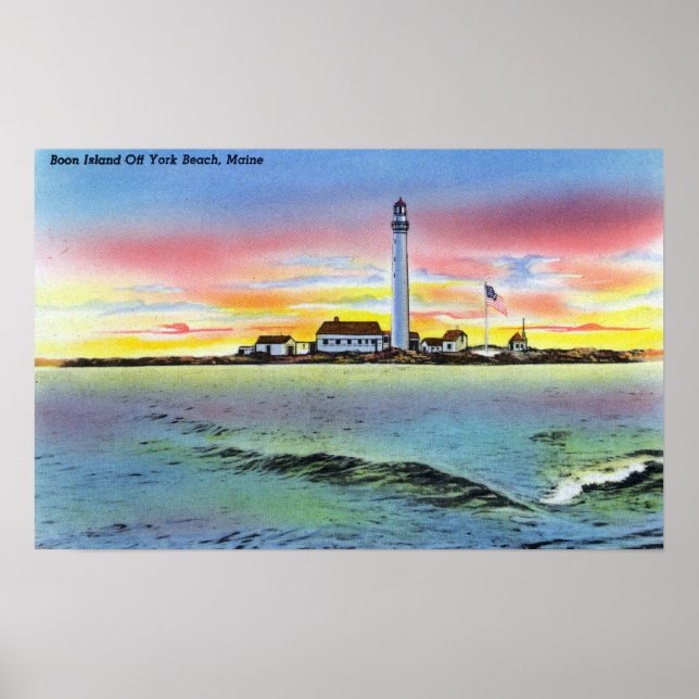 Poster Vue de Boon Island et du phare de York (Devant)