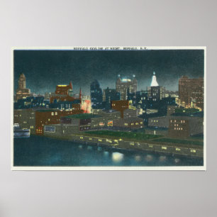 Poster Vue de Buffalo Skyline la nuit