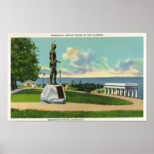 Poster Vue de colline de Coles de la statue de Massasoit