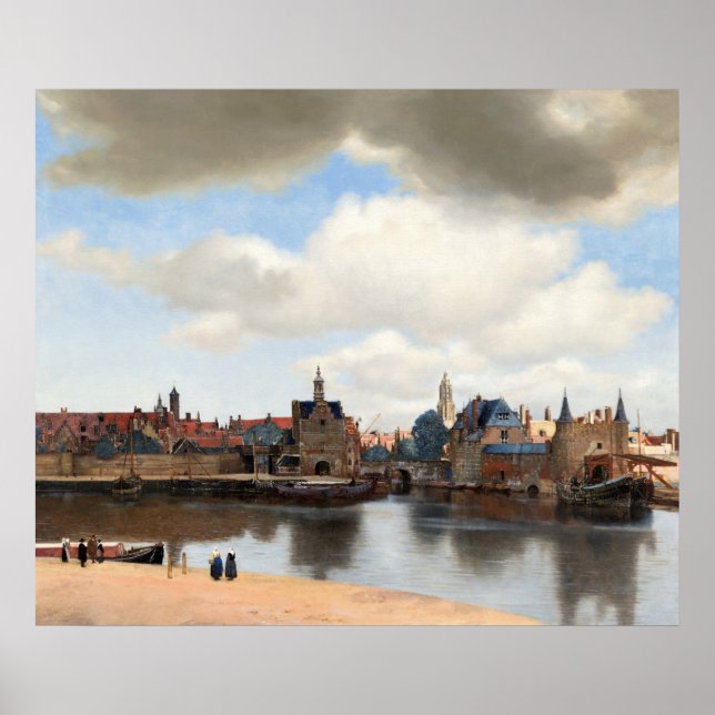 Poster Vue de Delft par Johannes Vermeer (Devant)