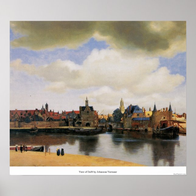 Poster Vue de Delft par Johannes Vermeer (Devant)