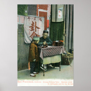 Poster Vue de diseur de bonne aventure chinois au bureau