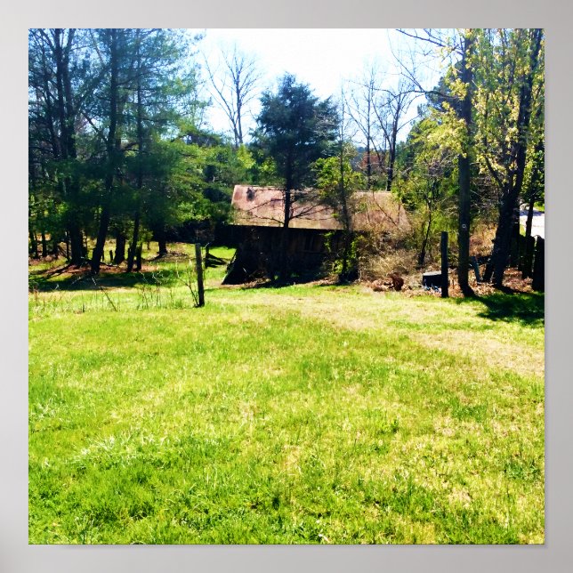 Poster Vue de face Une grange rustique centenaire (Devant)