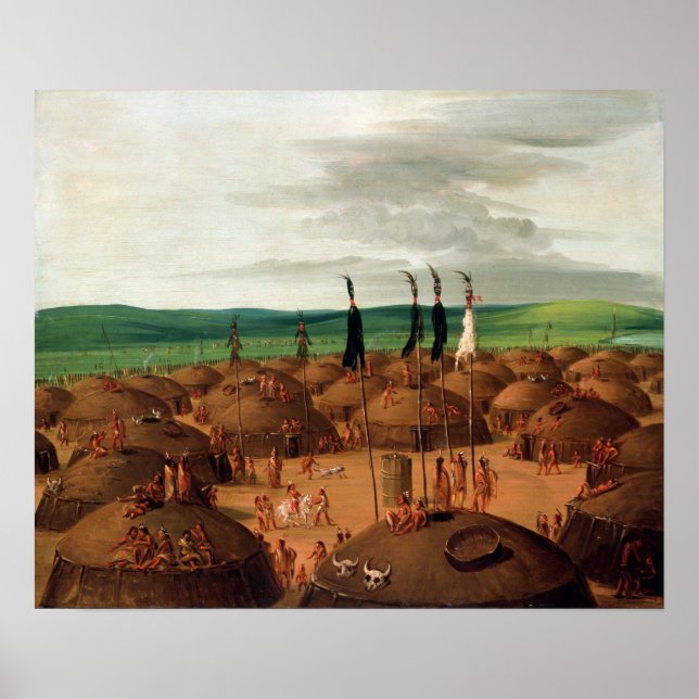Poster Vue de George Catlin Bird sur le Mandan (Devant)