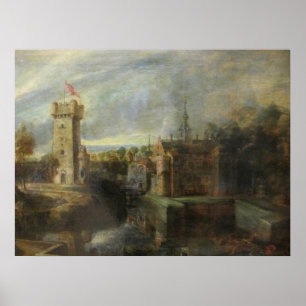 Poster Vue de Het Steen au début du matin