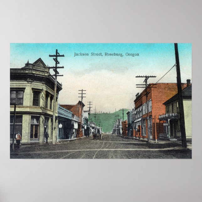 Poster Vue de Jackson StreetRoseburg, OR (Devant)