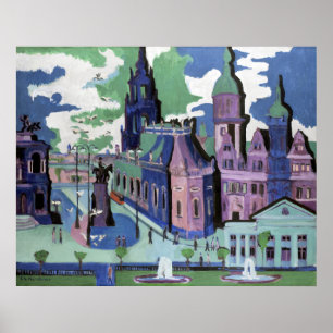 Poster Vue de Kirchner sur Dresden Schlossplatz Beaux-Art