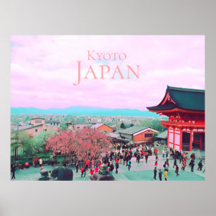 Poster Vue de Kyoto Japon de temple de Kiyomizu-dera