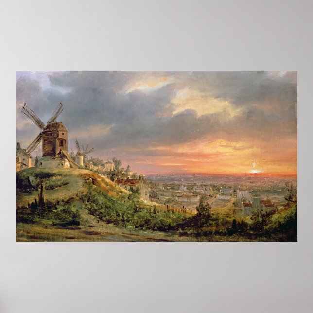 Poster Vue de la Butte Montmartre, vers 1830 (Devant)