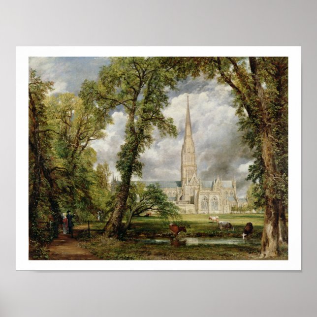 Poster Vue de la cathédrale de Salisbury du groupe de l'é (Devant)