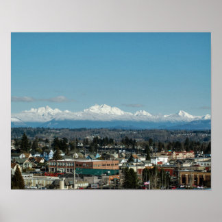 Poster Vue de la chaîne de montagnes d'Everett, WA