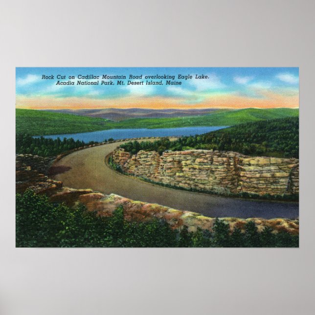 Poster Vue de la coupe rocheuse sur Cadillac Mt Viewing E (Devant)