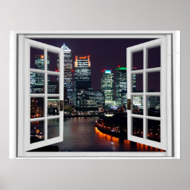 Poster Vue de la fenêtre City Faux