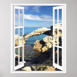 Poster Vue de la fenêtre de la côte méditerranéenne