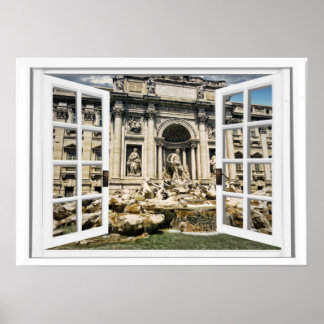 Poster Vue de la fenêtre de la fontaine de Trevi