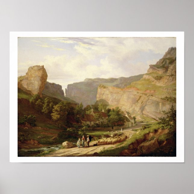 Poster Vue de la gorge du Cheddar (huile sur toile) (Devant)
