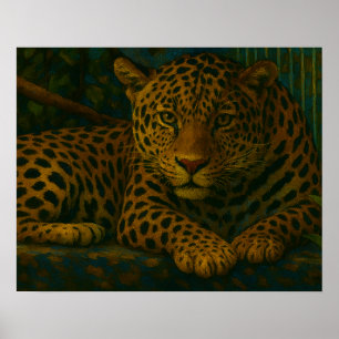Poster Vue de la jungle - Léopard au repos dans la nature
