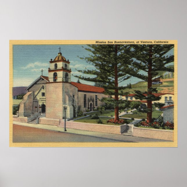 Poster Vue de la mission San Buenaventura (Devant)