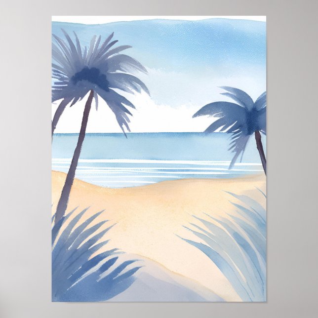 Poster Vue de la plage du golfe d'Amérique dans des nuanc (Devant)